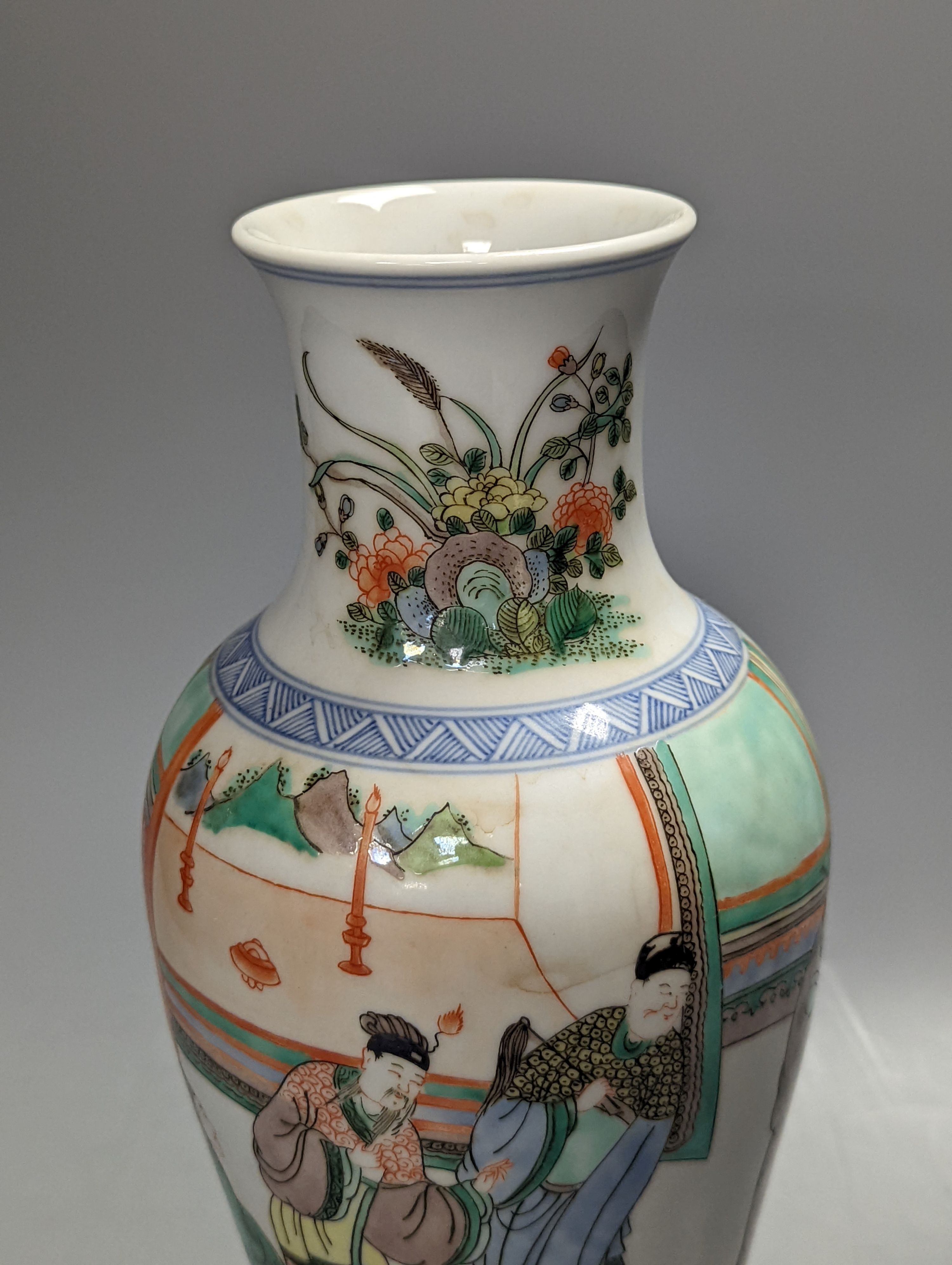 A Chinese famille verte vase, 30cm